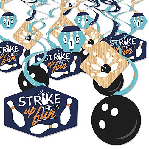 Big Dot of Happiness Strike Up the Fun - Bowling - Birthday Party or Baby Shower Hanging Decor - Party Decoration Swirls - Set of 40