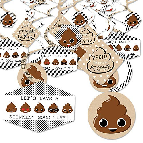 Big Dot of Happiness Party Til Youre Pooped - Poop Emoji Party Hanging Decor - Party Decoration Swirls - Set of 40