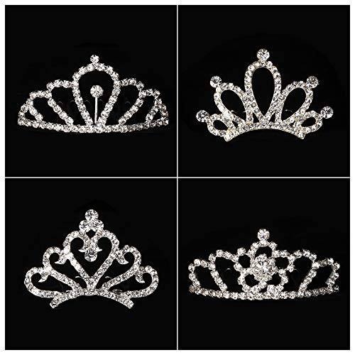Bingcute 12Pcs Girl Princess Rhinestone Tiara Crown with Comb for Princess Party Favors Tiaras and Crowns for Little Girls