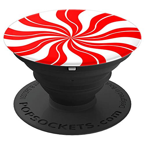 Candy Cane for Christmas gift-Swirl Red & White  Candy Xmas PopSockets Grip and Stand for Phones and Tablets