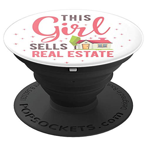 This Girl Sells Real Estate Realtor Agent Women Gift White - PopSockets Grip and Stand for Phones and Tablets