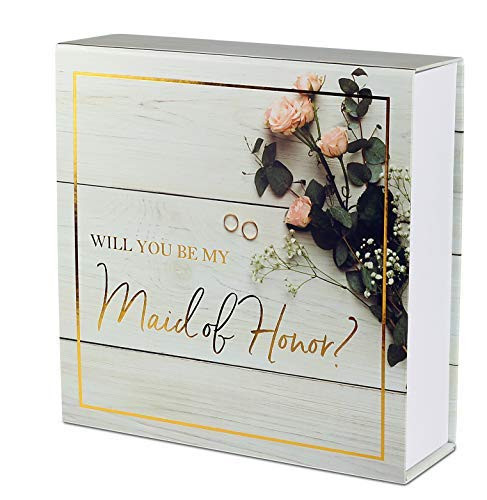 Maid of Honor Proposal Box - Premium Gold Stamped - "Will You be My Maid Honor?" | Empty Box | Perfect for Maid of Honor Gift