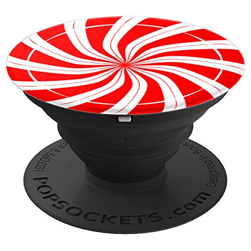 Christmas Peppermint Candy Red & White Xmas Candy Cane Gift PopSockets Grip and Stand for Phones and Tablets
