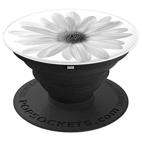 Black and White Daisy Flower - PopSockets Grip and Stand for Phones and Tablets