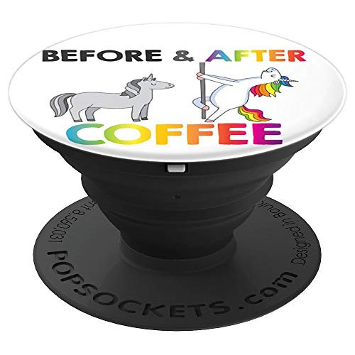 Coffee Unicorn Pop Socket Rainbow Colorful On White - PopSockets Grip and Stand for Phones and Tablets
