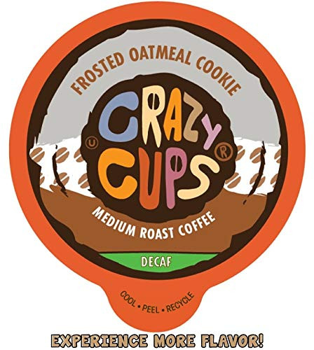 Crazy Cups Flavored Decaf Hot or Iced Coffee, for the Keurig K Cups Coffee 2.0 Brewers, Frosted Oatmeal Cookie, 22 Count