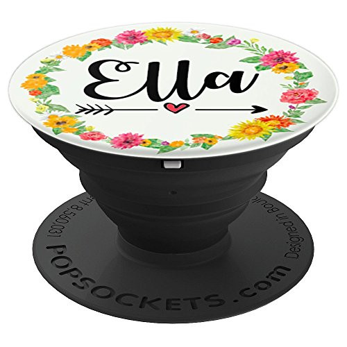 Ella Girl's First Name Personalised Flower Ring - PopSockets Grip and Stand for Phones and Tablets
