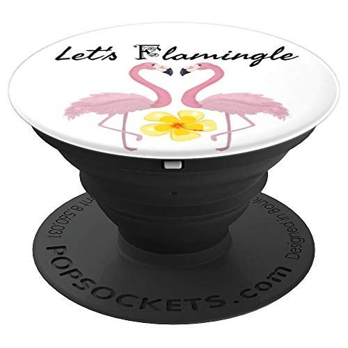 Cellphone Pop Out Button Hand Holder,Pink Flamingo White PopSockets Grip and Stand for Phones and Tablets