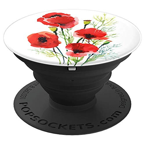 Watercolor Red Poppy Flower on white background Pattern Grip - PopSockets Grip and Stand for Phones and Tablets Watercolor Red Poppy Flower on white background Pattern Grip - PopSockets Grip and Stand for Phones and Tablets