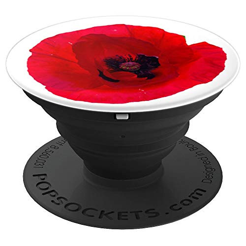 Cute Floral Red Poppy Flower on white background Pattern - PopSockets Grip and Stand for Phones and Tablets