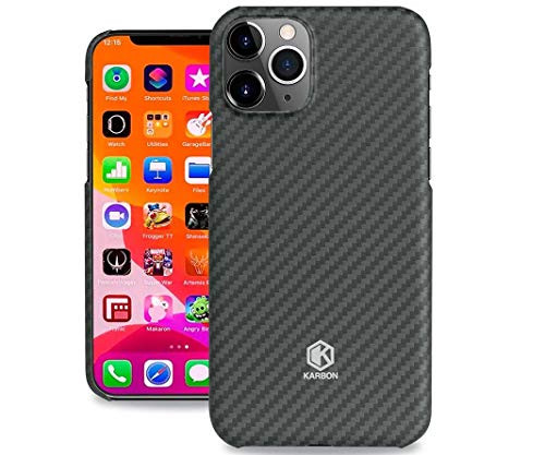 Evutec Karbon Value Case Compatible with iPhone 11 Pro Max, Thin 0.7mm Slim Light Smooth Real Aramid Fiber Protective Phone Case Scratch Resistant Durable Cover-Black