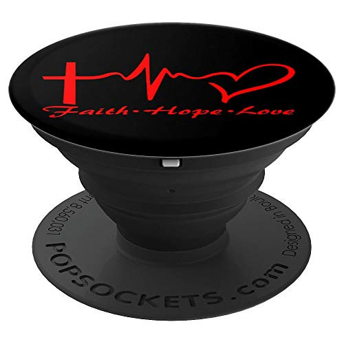Red, Faith Hope Love, Heartbeat, Heart, Christian, Cross - PopSockets Grip and Stand for Phones and Tablets Red, Faith Hope Love, Heartbeat, Heart, Christian, Cross - PopSockets Grip and Stand for Phones and Tablets
