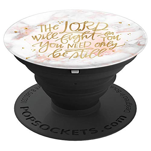 The Lord Will Fight For You Rose Pink Marble Cute Dots - PopSockets Grip and Stand for Phones and Tablets