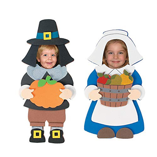 Fun Express - Pilgrim Picture Magnet Craft Kit for Thanksgiving - Craft Kits - Stationary Craft Kits - Frame - Thanksgiving - 12 Pieces