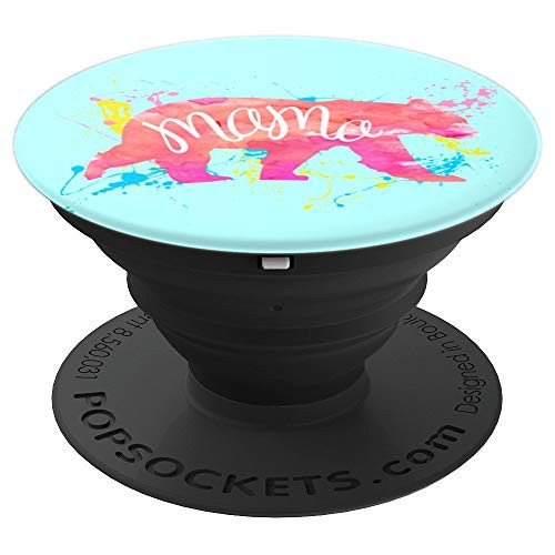 Fuzewear Mama Bear Paint Blue PopSockets Stand for Smartphones and Tablets - PopSockets Grip and Stand for Phones and Tablets