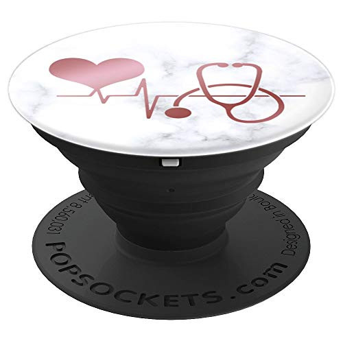 Nurse & Doctor Phone Gift, Heart Stethoscope Marble - PopSockets Grip and Stand for Phones and Tablets