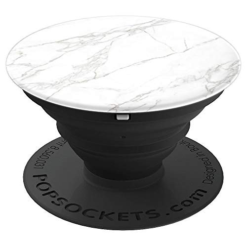 White Grey Calacatta Marble, Stone, Gems, Geology or Rocks - PopSockets Grip and Stand for Phones and Tablets