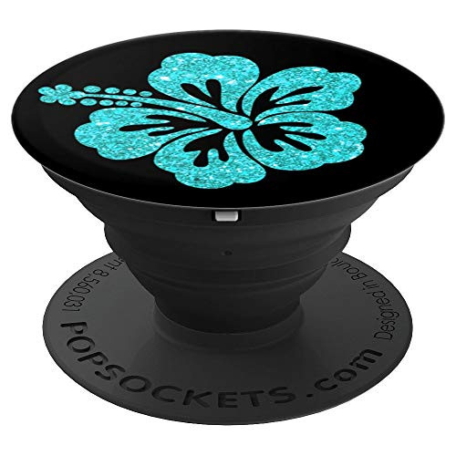 Teal, Aqua, Hibiscus Hawaiian Flower, Hawaii Floral - PopSockets Grip and Stand for Phones and Tablets