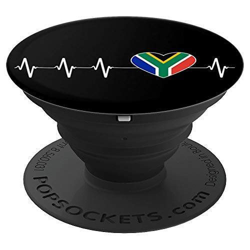 South African Heartbeat I Love South Africa Flag Heart Gift PopSockets Grip and Stand for Phones and Tablets