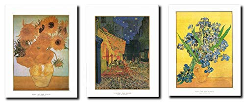 Impact Posters Gallery Wall Decor Vincent Van Gogh Sunflower Cafe Terrace Picture at Night Three Set 22x28 Vase of Irises Art Print Poster Impact Posters Gallery Wall Decor Vincent Van Gogh Sunflower Cafe Terrace Picture at Night Three Set 22x28 Vase of Irises Art Print Poster