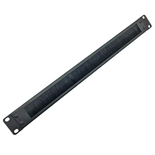 Jingchengmei 1U New Disassembled Rack Mount Cable Management Panel with Brush for Cable Entry for 19-Inch Rack or Cabinet Black