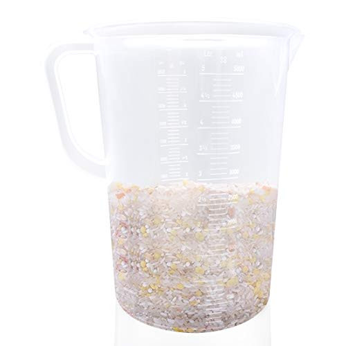 Kalevel Plastic Beaker 5000ml with Handle Graduated Measuring Cup Clear Lab Kitchen Measuring Pitcher Liquid Polypropylene Measuring Cup with Pour Spout (5000ml)