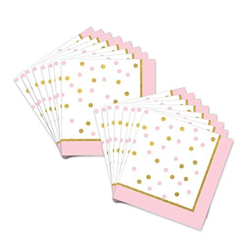 Pink and Gold Foil Cocktail Napkins Beverage Napkins Pack of 2 (40 Total Napkins)