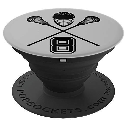 Lacrosse Jersey Number 8 | Lax Player No #8 Sports Fan Gift - PopSockets Grip and Stand for Phones and Tablets