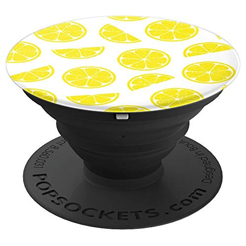 Lemon Slice Pattern Yellow White Fruit Lover Gift PopSockets Grip and Stand for Phones and Tablets