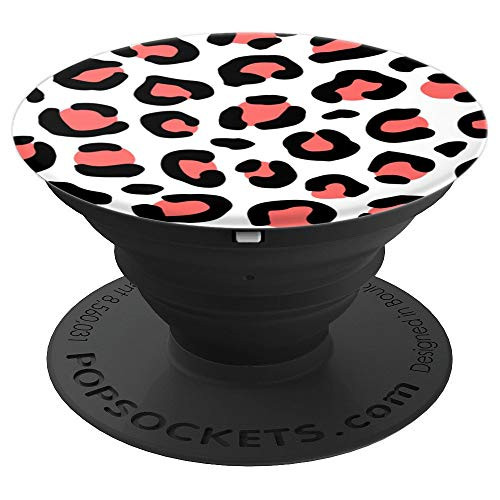 Leopard Print Animal Pattern Cute Fun Coral - PopSockets Grip and Stand for Phones and Tablets