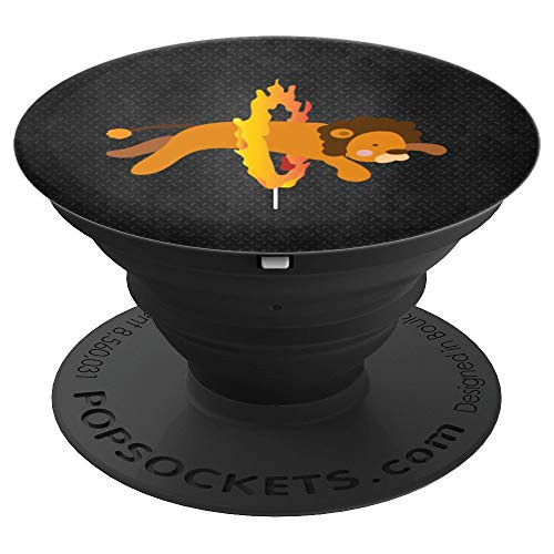 Lion Jumping Through Ring of Fire - PopSockets Grip and Stand for Phones and Tablets