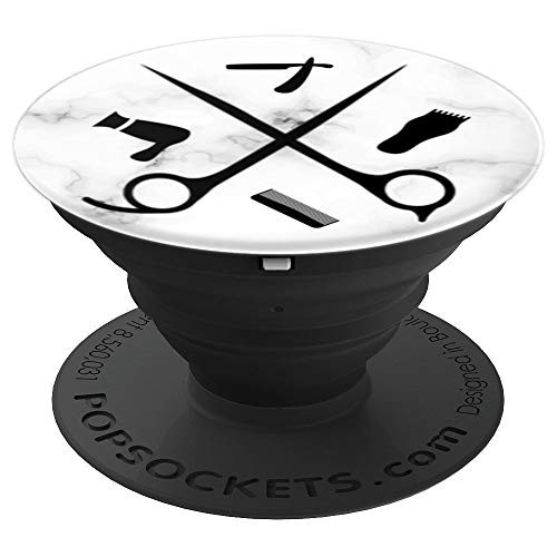 Gift for Hairstylists and Barbers Tools on white gray base - PopSockets Grip and Stand for Phones and Tablets