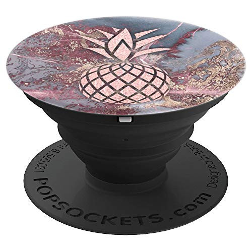 Pineapple Golden Rose Pink On Red Blue Marbled Design - PopSockets Grip and Stand for Phones and Tablets Pineapple Golden Rose Pink On Red Blue Marbled Design - PopSockets Grip and Stand for Phones and Tablets