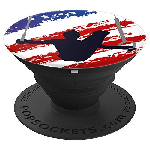 Gymnastics American Flag Men Boys Gymnast Rings Phone Grip - PopSockets Grip and Stand for Phones and Tablets