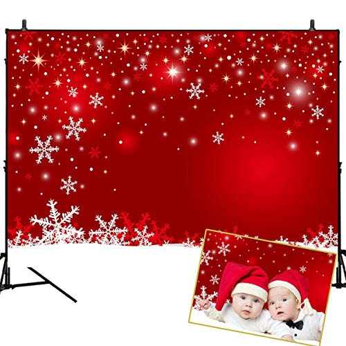 Mehofoto Christmas Backdrop Red White Snowflake Background for Photo 7x5ft Christmas Party Banner Decor Winter Photo Booth Backdrop
