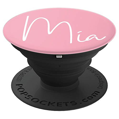 Mia Name Personalized Girl Name White on Pink - Mia - PopSockets Grip and Stand for Phones and Tablets