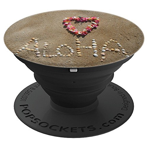Aloha Seashell and Flower heart lei Hawaii Beach - PopSockets Grip and Stand for Phones and Tablets