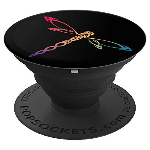 Dragonfly Sassenach Gaelic Rainbow Tribal design - PopSockets Grip and Stand for Phones and Tablets