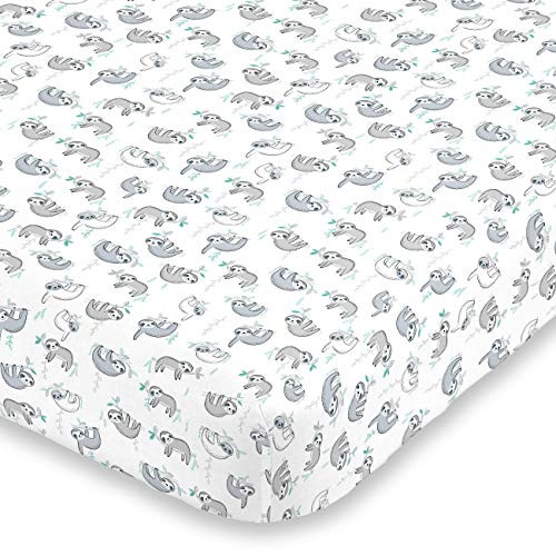 NoJo Super Soft Grey, White & Aqua Sloth Fitted Mini Crib Sheet, Grey, White, Aqua NoJo Super Soft Grey, White & Aqua Sloth Fitted Mini Crib Sheet, Grey, White, Aqua