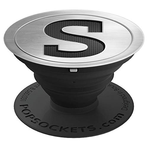 Black Letter S Monogram on Gray Phone Grip for Men - PopSockets Grip and Stand for Phones and Tablets