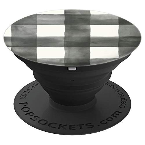 Vintage Black White Grey Plaid Buffalo Check Gingham Pattern - PopSockets Grip and Stand for Phones and Tablets