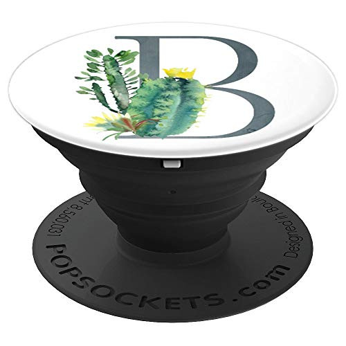 Cactus Popsocket With Letter B - Monogram Cactus Pop Socket - PopSockets Grip and Stand for Phones and Tablets