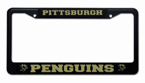 Rico Industries NHL Pittsburgh Penguins Standard Black Chrome License Plate Frame Rico Industries NHL Pittsburgh Penguins Standard Black Chrome License Plate Frame
