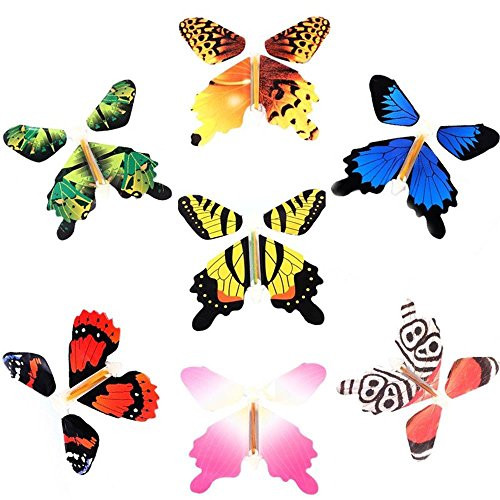 Magic Fairy Flying in The Book Butterfly Rubber Band Powered Wind Up Butterfly Toy Great Surprise Gift (7pc) Magic Fairy Flying in The Book Butterfly Rubber Band Powered Wind Up Butterfly Toy Great Surprise Gift (7pc)