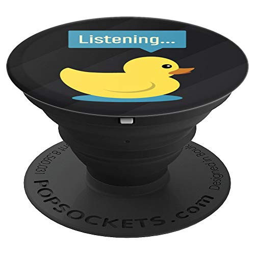 Rubber Duck Debugging Listening Funny Programmer Coder Gift PopSockets Grip and Stand for Phones and Tablets