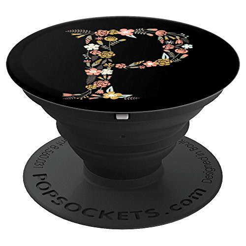 Cute First & Last Initial Monogram Letter P on Black PS20016 - PopSockets Grip and Stand for Phones and Tablets