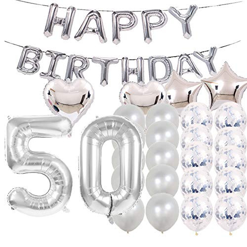 Sweet 50th Birthday Decorations Party Supplies,Silver Number 50 Balloons,50th Foil Mylar Balloons Latex Balloon Decoration,Great 50th Birthday Gifts for Girls,Women,Men,Photo Props Sweet 50th Birthday Decorations Party Supplies,Silver Number 50 Balloons,50th Foil Mylar Balloons Latex Balloon Decoration,Great 50th Birthday Gifts for Girls,Women,Men,Photo Props