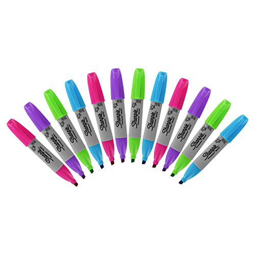 Sharpie Permanent Markers, Chisel Tip, 12-Count (Assorted Fashion)