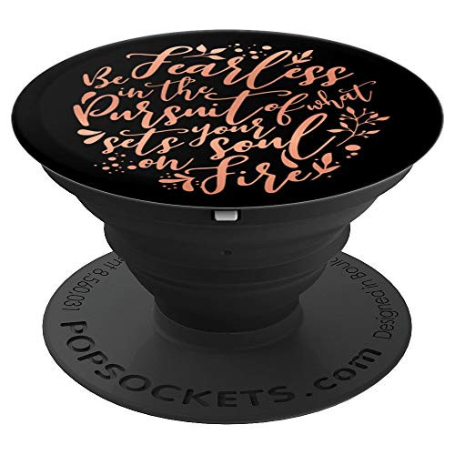 Inspirational Quote Fearless Pursuit Rose Pink and Black - PopSockets Grip and Stand for Phones and Tablets