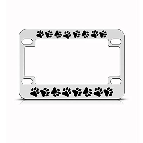 Speedy Pros Dog Cat Prints Paw Paws Metal Bike Motorcycle License Plate Frame Holder